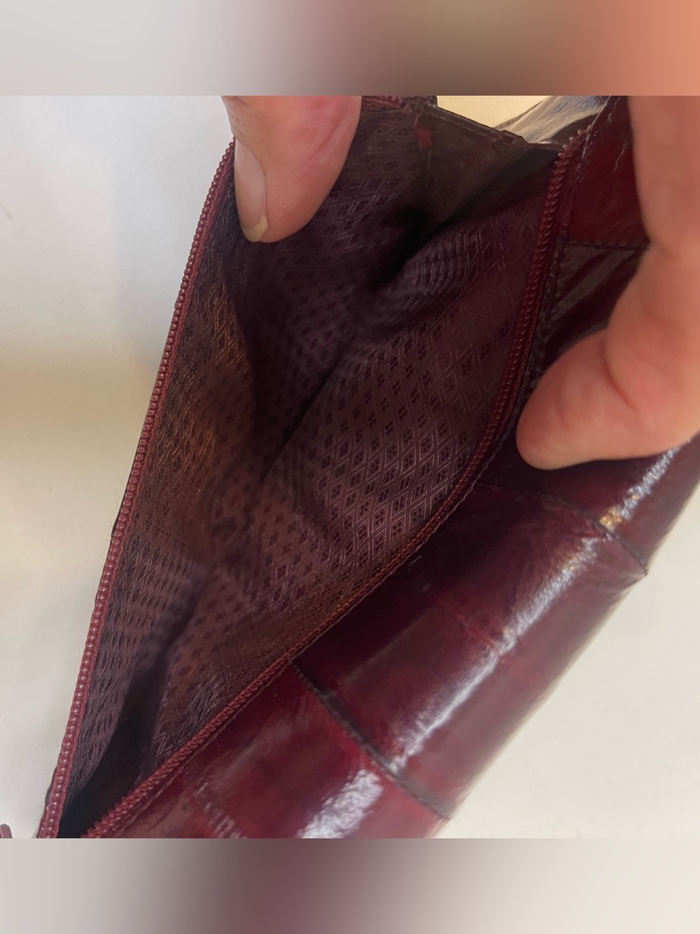 Vintage Eel Skin Burgundy Wallet EUC - Picture 10 of 11